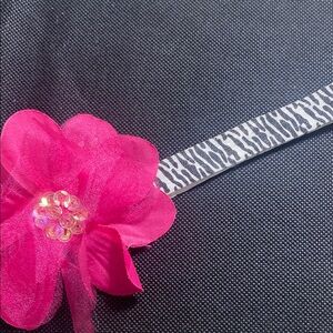 Infant Pink Flower Headband with Zebra Print
